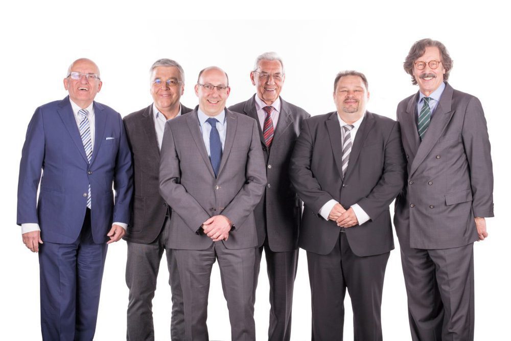 L-R: Prof. Dr. Jörg Knoblauch, Richard Nestel, Jochen Schwarz, Heinz Schwarz, Uli Haug, Winfried Baumbach.