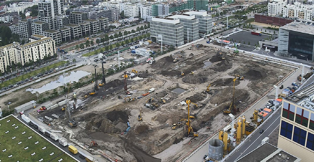 Aktueller Stand der Bauarbeiten an der neuen Halle 12 der Messe Frankfurt Anfang Juni 2016