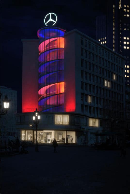 Zur Luminale 2018 wird das Juniorhaus in Frankfurt von einer ortsspezifischen Lichtinstallation in Szene gesetzt.