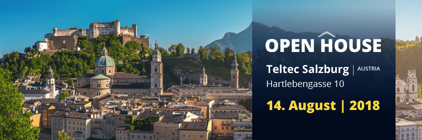 Offizielles Banner der Teltec AG zum Open House in Salzburg am 14. August 2018
