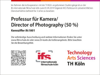 Stellenausschreibung der TH Köln: Professur für Kamera