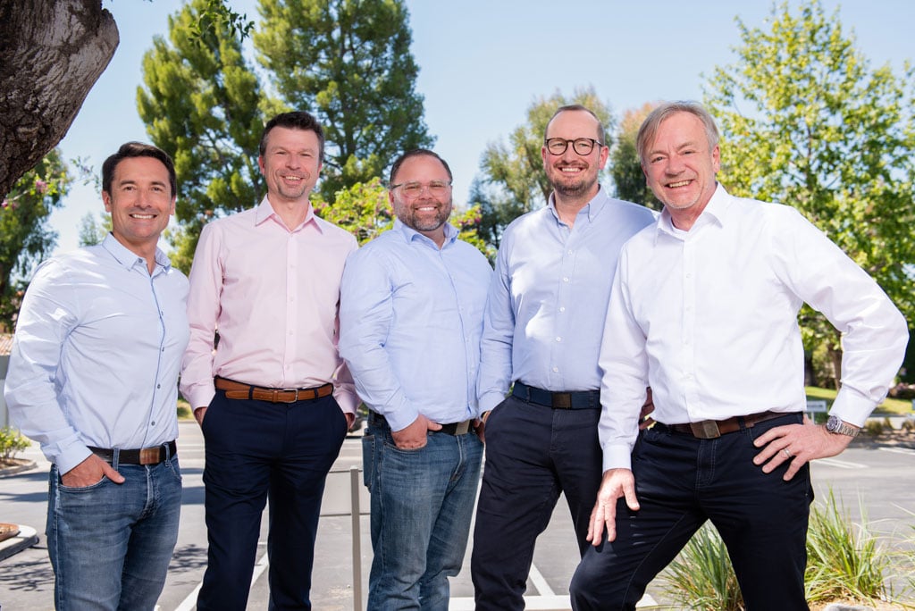 Foto von neuem L-Acoustics Sales Team mit Laurent Vaissié, David Cooper, BJ Shaver, Jacob Barfoed, Jochen Frohn