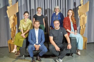 Deutscher Filmpreis Climate Mobility Challenge 2022: (v.l.n.r.): Lea van Acken, Lucas Reiber, Fenja Gewitsch, Jürgen May, Claudia Loewe und Maria Ehrich