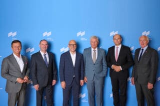 Messe München Aufsichtsratssitzung: Dr. Manfred Gößl, Hubert Aiwanger, Klaus Dittrich, Dieter Reiter, Albert Füracker und Franz Xaver Peteranderl