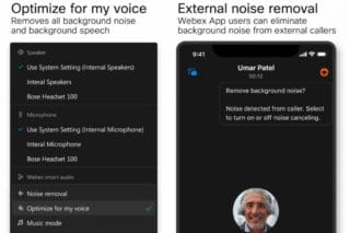 Audiooptimierungen aus Webex Meetings Screenshots