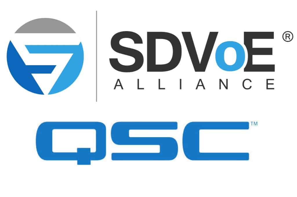 SDVoE-Logo und QSC-Logo