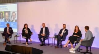 Das Diskussionspanel mit (v.l.n.r.) Wolfgang Bosbach, Heike Ullrich, Carl-Erik Schelleman, Christian Holler, Yaël Klein und Maik Meuser