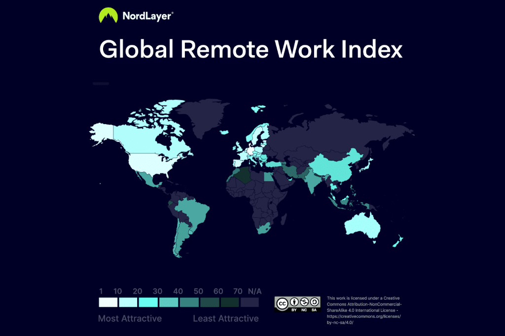 Global Remote Work Index Weltkarte