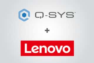Q-SYS-Logo und Lenovo-Logo