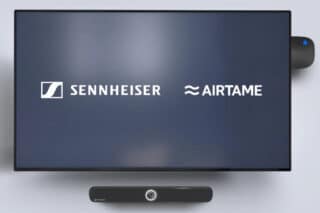 Sennheiser- und Airtame-Logo auf Display