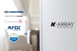K-array-, Q-Sys-, Crestron-, Crestron Home-, AMX- und Control4-Logo