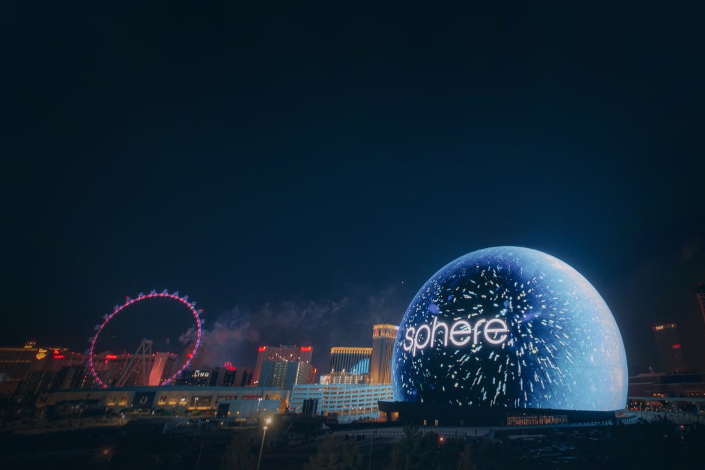 Sphere-Kuppel in Las Vegas bei Nacht