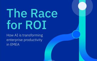 Cover der Studie mit dem Titel "The Race to ROI" auf blauem Hintergrund