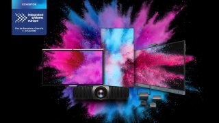 Bunes Bild mit Monitoren in lila