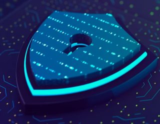 Blaues Schloss-Symbol auf dunkelblauem Untergrund