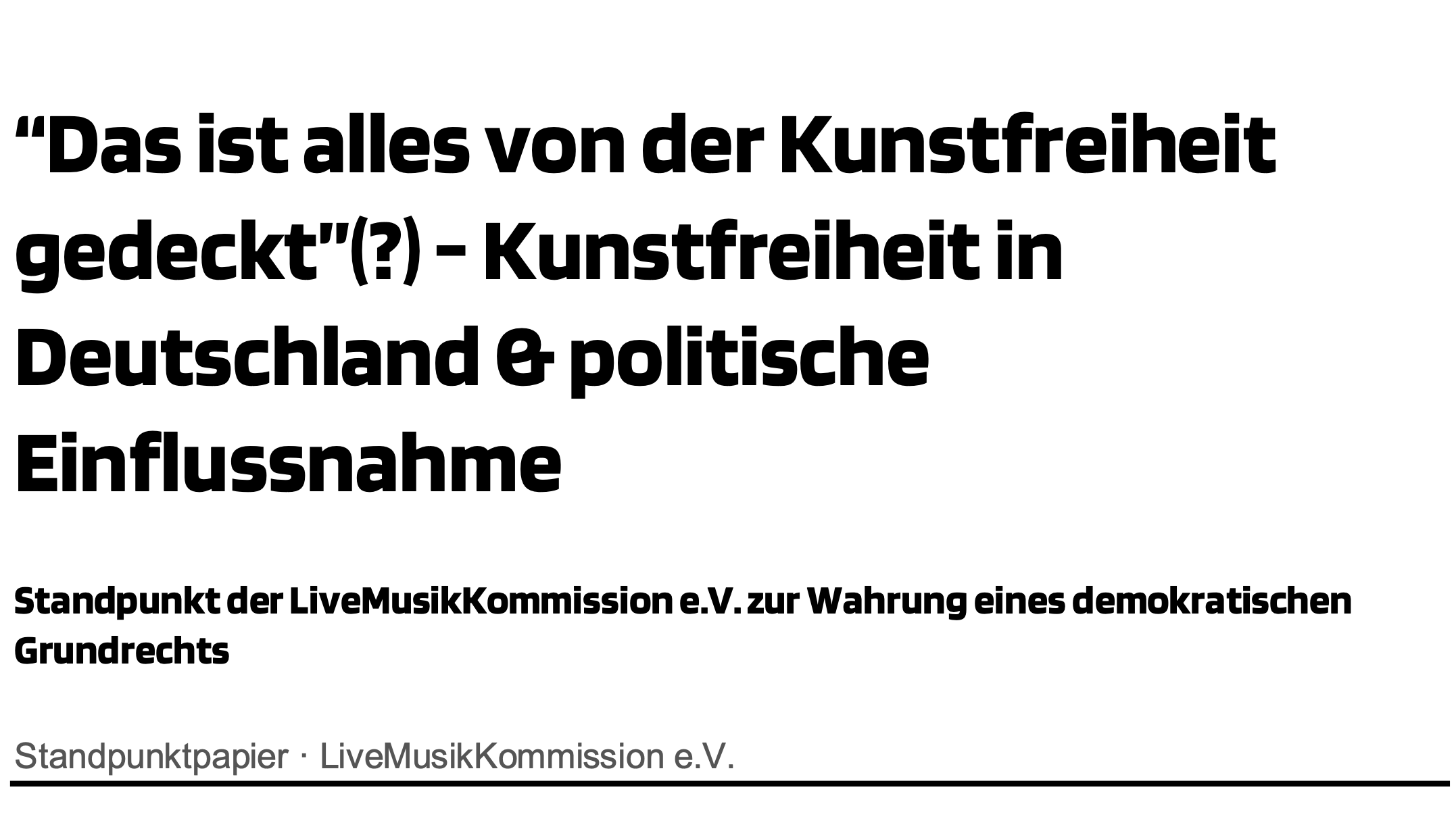 Cover Standpunktpapier