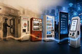 Collage diverser historischer Kiosk-Systeme