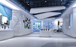 Lobby mit moderner AV-Installation mit zahlreichen Displays.